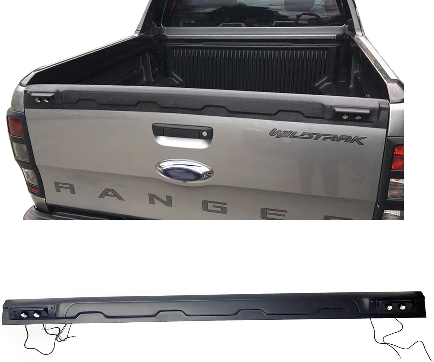 JHCHAN Ladekantenschutz Heckklappenabdeckung Matt Schwarz für Ford Ranger 2012-2022 T6 T7 T8 Wildtrak Raptor XL XLT Tremor mit Dekor LED JHCHAN Ladekantenschutz Heckklappenabdeckung Matt Schwarz für Ford Ranger 2012-2022 T6 T7 T8 Wildtrak Raptor XL XLT Tremor mit Dekor LED von JHCHAN