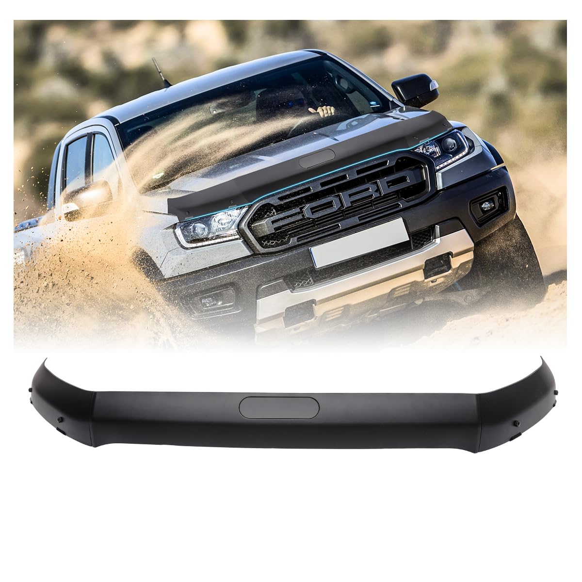 JHCHAN Motorhaube Deflektor Insekten und Steinschlagschutz für Ford Ranger Wildtrak T7 T8 2015-2022 Raptor Wildtrak XL XLT Limited Tremor Platinum (Motorhaube) von JHCHAN