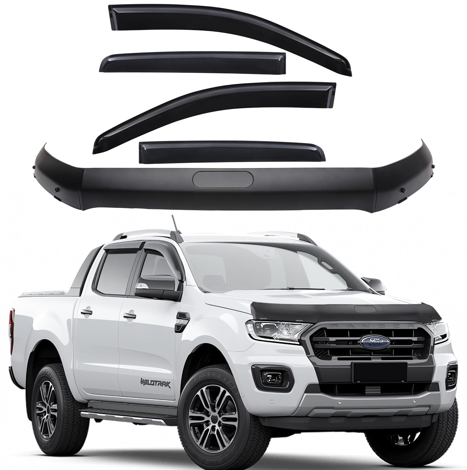 JHCHAN Windabweiser Motorhaube Deflektor Insekten und Steinschlagschutz für Ford Ranger Wildtrak T6 T7 T8 2012-2022 Raptor Wildtrak XL XLT Limited Tremor Platinum (Windabweiser+Motorhaube) JHCHAN Windabweiser Motorhaube Deflektor Insekten und Steinschlagschutz für Ford Ranger Wildtrak T6 T7 T8 2012-2022 Raptor Wildtrak XL XLT Limited Tremor Platinum (Windabweiser+Motorhaube) von JHCHAN