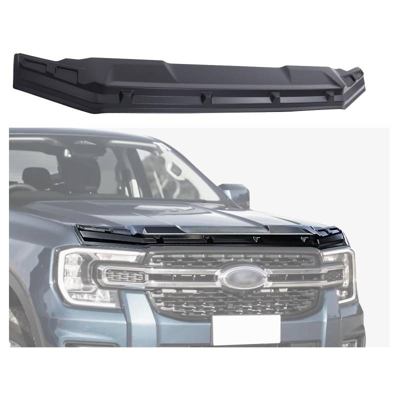 JHCHAN Motorhaubenschutz Steinschlagschutz für Ford Ranger 2023-2024-2025 T9 Raptor Wildtrak X Platinum Wildtrak Limited XL XLT ABS Motorhaubenschutz Insekten Deflektor von JHCHAN