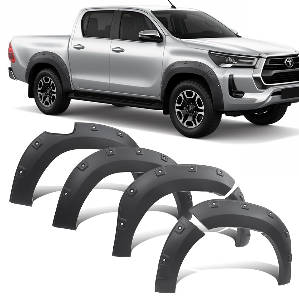 JHCHAN Radkästen Kotflügelverbreiterungen für Toyota Hilux 2021-2024 Basismodell Hilux Invincible X Rocco GR Sport Invincible Rogue Doppelkabine, Radlaufverbreiterungen 30mm verbreitern 8,6 Zoll JHCHAN Radkästen Kotflügelverbreiterungen für Toyota Hilux 2021-2024 Basismodell Hilux Invincible X Rocco GR Sport Invincible Rogue Doppelkabine, Radlaufverbreiterungen 30mm verbreitern 8,6 Zoll von JHCHAN