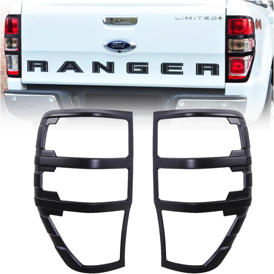 JHCHAN Rücklichtabdeckung für Ford Ranger 2012-2022 Wildtrak Raptor XL XLT Limited Platinum Tremor T6 T7 T8 (2012-2022 Rücklichtabdeckung) von JHCHAN