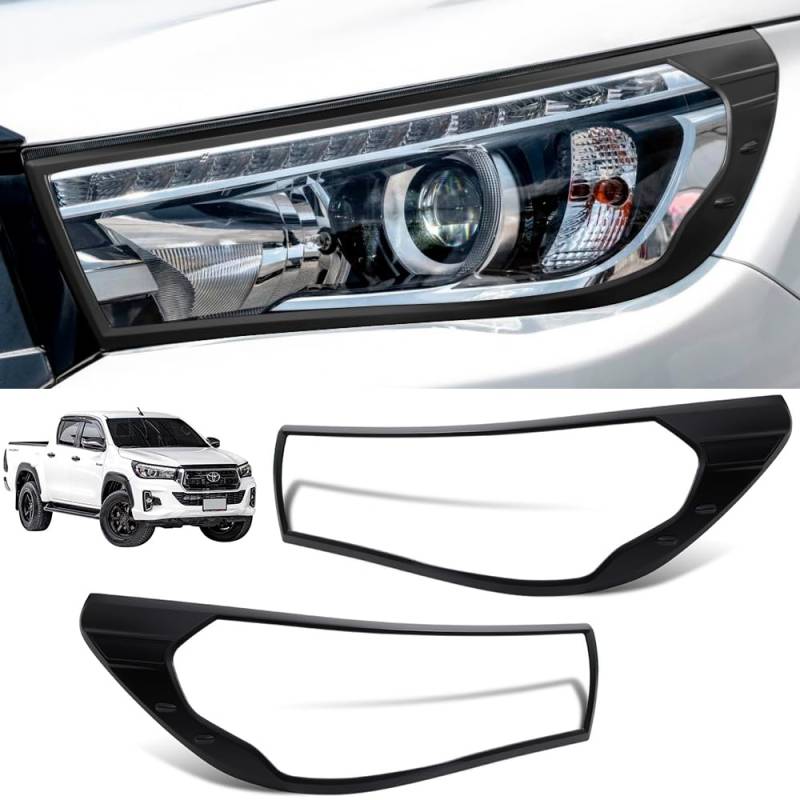 JHCHAN Scheinwerferblenden für Toyota Hilux 2015-2020 Deluxe-Modelle Hilux Invincible X Invincible GR Sport Rocco, Hilux AN110 AN120 AN130 Scheinwerferblende Scheinwerferabdeckung Schwarze von JHCHAN