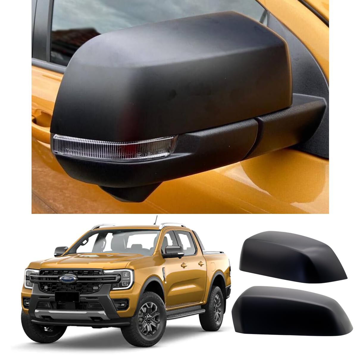 JHCHAN Spiegelabdeckung Seitenspiegelkappe Schwarz für Ford Ranger T9 2023+ Wildtrak XLT XL Limited Tremor Platinum Raptor (Ranger 2023-2024) JHCHAN Spiegelabdeckung Seitenspiegelkappe Schwarz für Ford Ranger T9 2023+ Wildtrak XLT XL Limited Tremor Platinum Raptor (Ranger 2023-2024) von JHCHAN