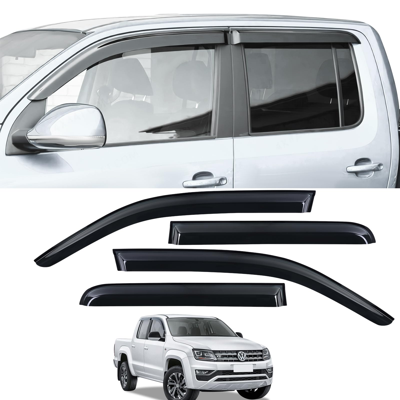 JHCHAN Windabweiser für Volkswagen VW Amarok 2009-2022 Doppelkabine V6 Aventura Trendline Startline Highline Tinted Kleben Regenabweiser von JHCHAN