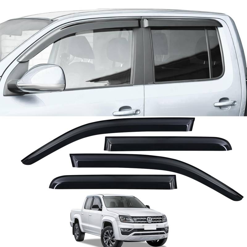 JHCHAN Windabweiser Rauchgrau für Volkswagen VW Amarok 2009-2022 V6 Doppelkabine Aventura Trendline Startline Highline Tinted Kleben Regenabweiser von JHCHAN