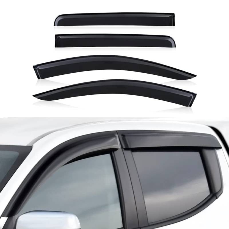 JHCHAN Winddeflektoren für Mitsubishi L200 Triton und FIAT Fullback 2015-2022 Doppelkabine Pickup Smoke Schwarz Windabweiser Regenabweiser von JHCHAN