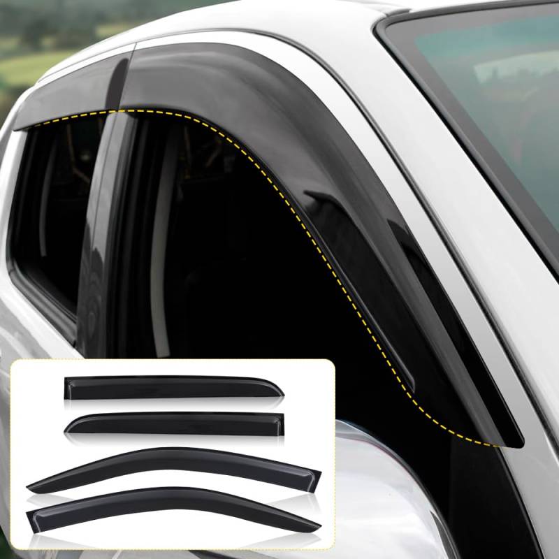 JHCHAN Smoke Schwarz Tape-on-Stil Windabweiser fr Toyota Hilux Revo, Invincible 2015-2023 AN110, AN120, AN130 Doppelkabine 4pcs Acryl Winddeflektoren von JHCHAN