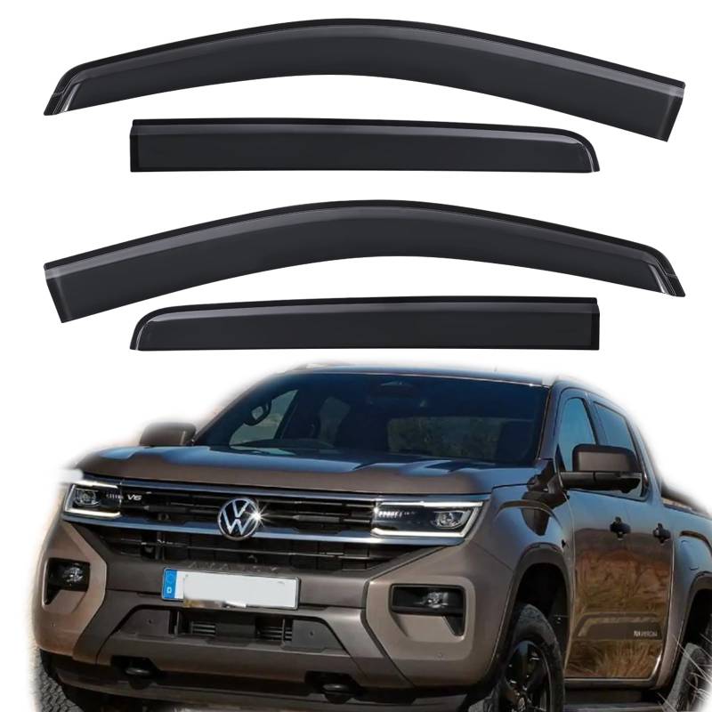 JHCHAN Windabweiser für Volkswagen VW Amarok 2023-2024 Doppelkabine V6 Aventura Trendline Startline Highline Tinted Kleben Regenabweiser (Amarok 2023-2025) von JHCHAN