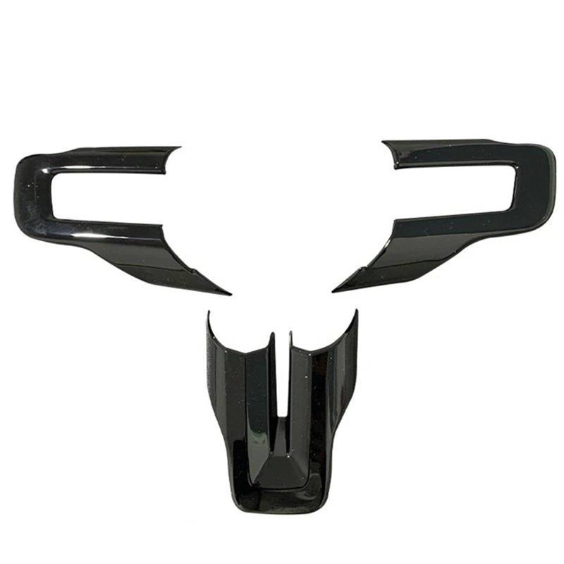 Auto Aufkleber Trim Cover Für Ford Für Mustang 2015 2016 2017-2023 Carbon Fiber Schwarz Auto Lenkrad Abdeckung Trim Aufkleber Innen Dekoration Zubehör Dekor Panel Trim Innen von JHMHCOQ