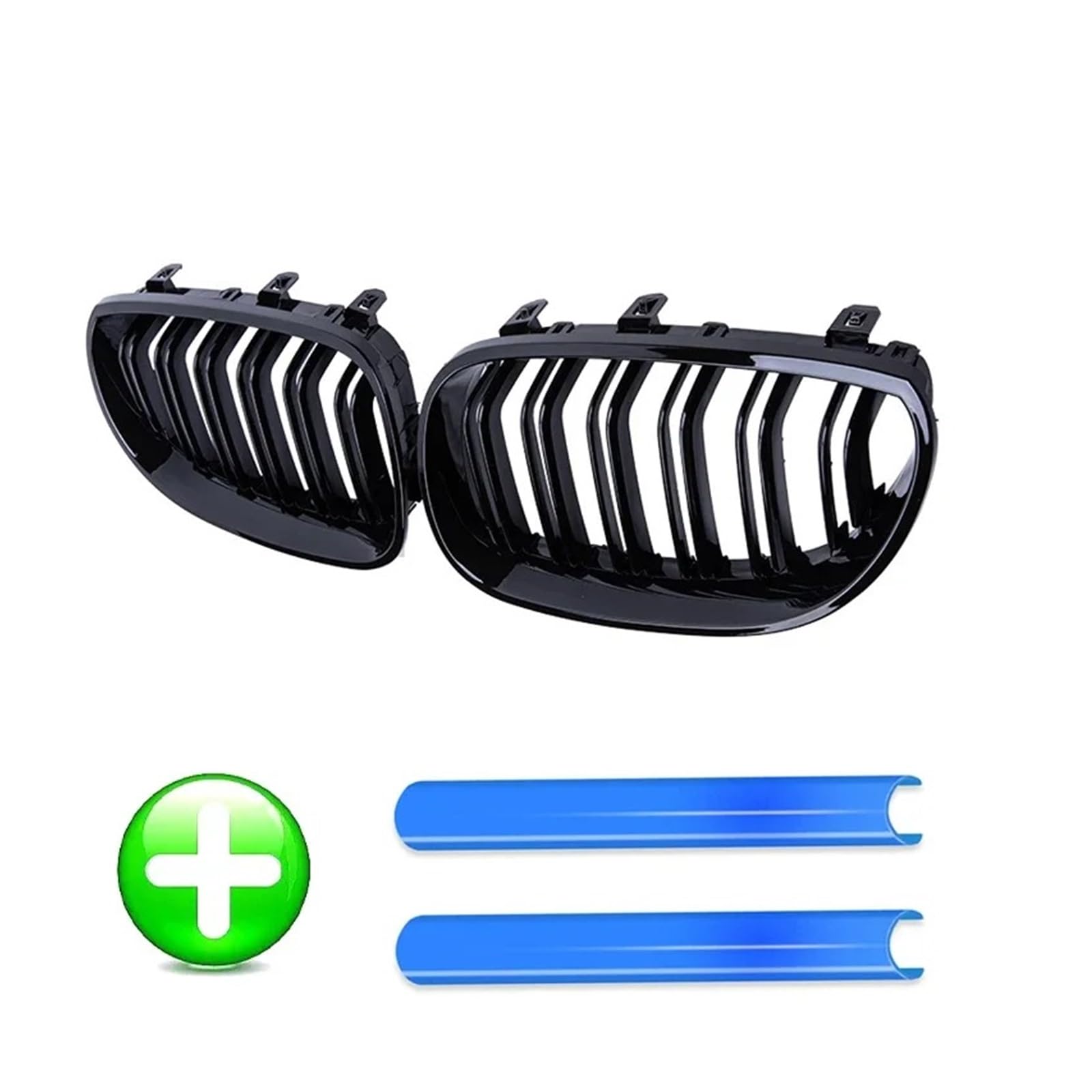 Auto Front Gitter Auto-Frontstoßstangengrill Nieren-Racing-Gitter Zierstreifen Für E60 Für E61 5er-Serie 2003 2004 2005 2006–2009 Glänzend Schwarz Auto Kapuze Kühlergrill(Blau) von JHMHCOQ