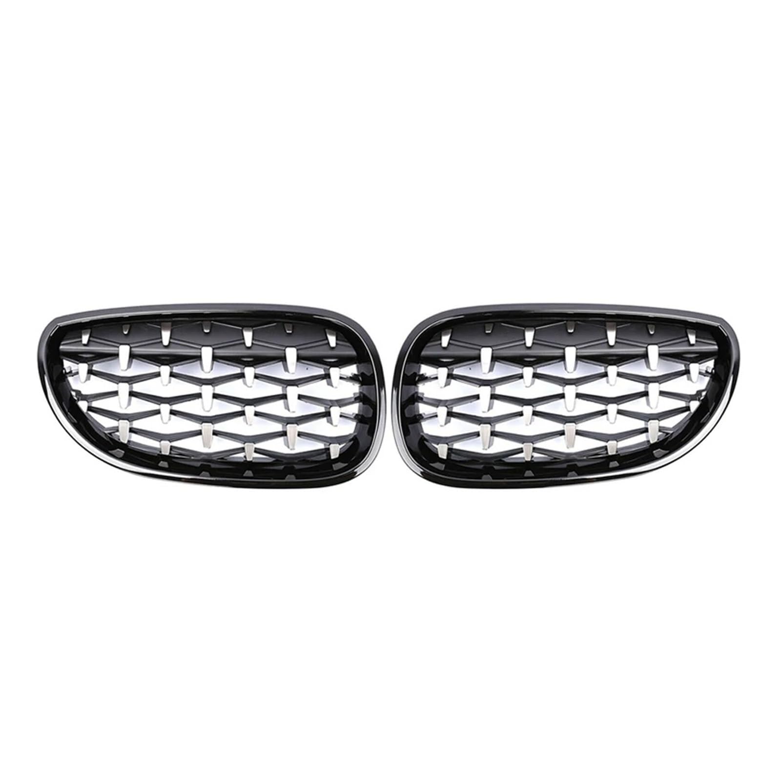 Auto Front Gitter Auto Racing Grill Für E60 Für E61 Für 5 Serie 2003 2004 2005 2006 2007-2009 Diamant Front Niere Kühlergrill Meteor Stil Grill Chrom Auto Zubehör Kapuze Kühlergrill(Silber) von JHMHCOQ