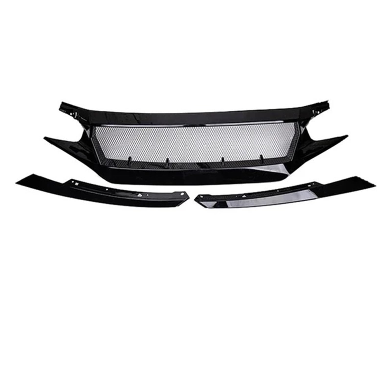 Auto Front Gitter Für 10. Für Civic Für FK7 Für FK8 Für Type-R Fiberglas Frontschürze Grille Racing Auto Zubehör Lufteinlass Grille Motor Haube Kapuze Kühlergrill(Bright Black) von JHMHCOQ