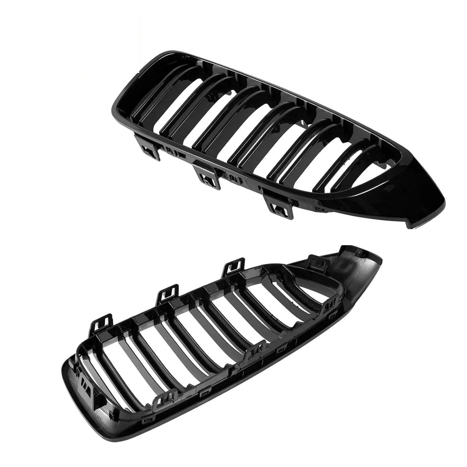 Auto Front Gitter Kühlergrill Vorne Nierengitter Kompatibel Für 4er Serie Für F32 Für F33 Für F36 (2013-2019) Für M3 Für M4 Doppellamellen Glänzend Schwarze Grills Kapuze Kühlergrill von JHMHCOQ