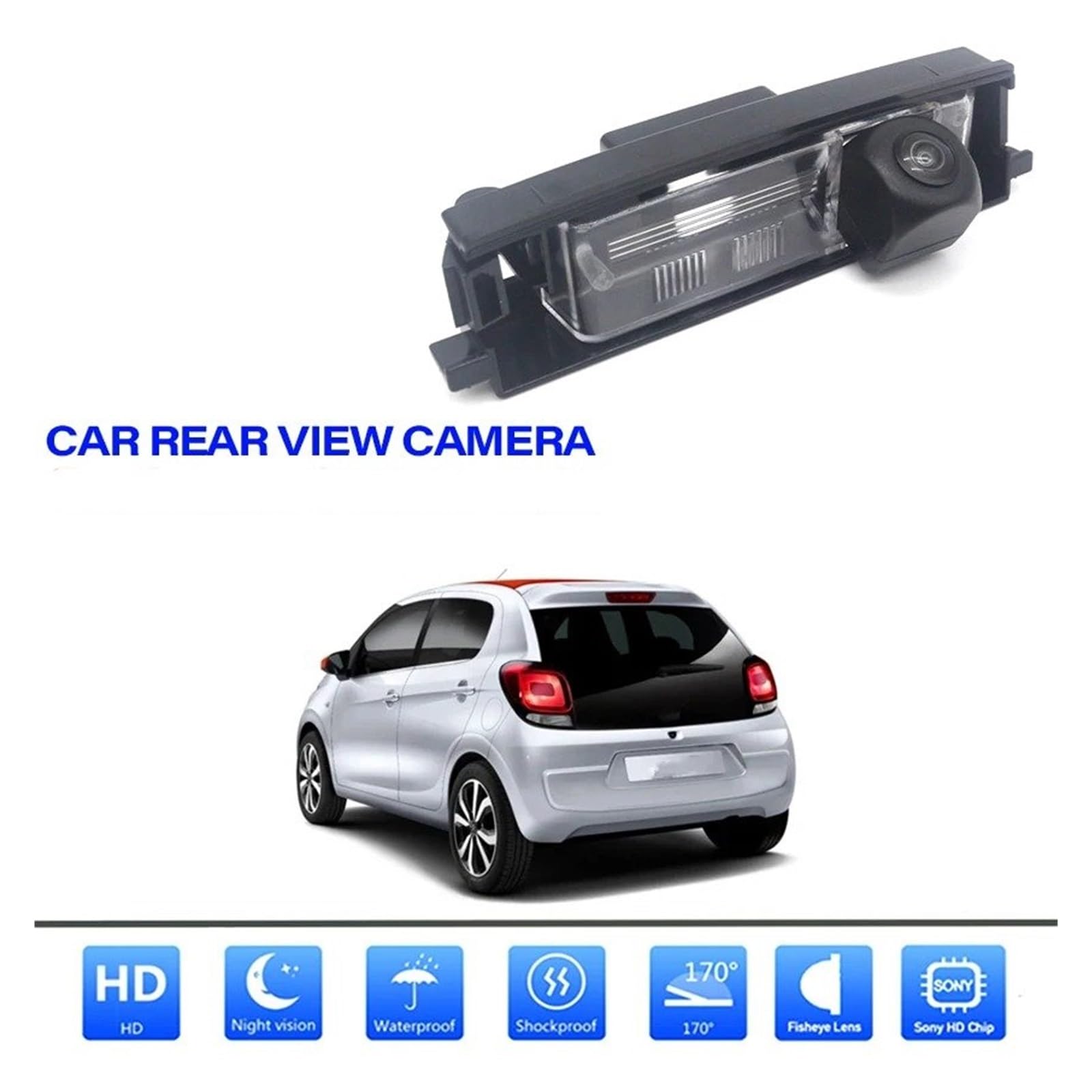 Rückfahrkamera Set Auto Rückfahr Back Up Parkplatz Rückansicht Kamera HD CCD Nachtsicht Für Citroen Für C1 2014 2015 2016 2017 2018 2019 2020 2021 HD Rückfahrkamera(Camera) von JHMHCOQ