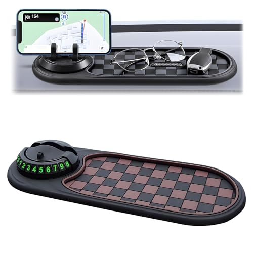 Multifunktions-Auto-Anti-Rutsch-Matte Handy, Autohalter Armaturenbrettmatte, 360° Drehbar Anti Rutsch Armaturenbrett Matte Pads für Handys, Brillen, Feuerzeuge (Brown_Black) von JIABAOZ