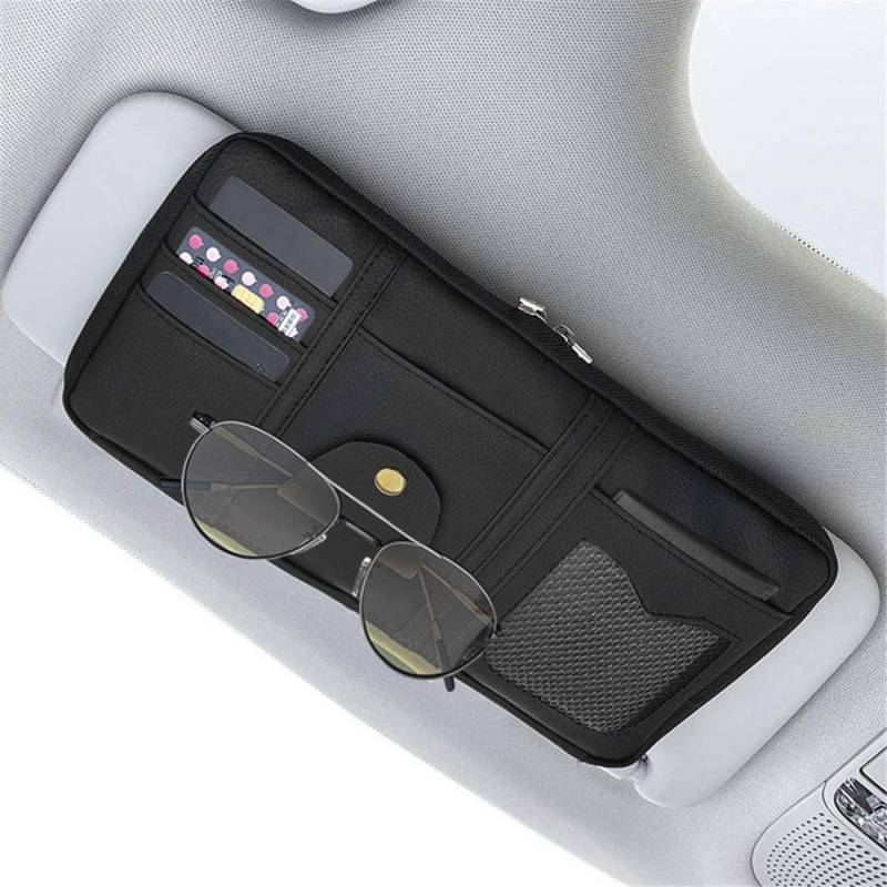Auto Sonnenblende Tasche KFZ Organizer Mehrzweck Anti-Rutsch-elastische Auto Aufbewahrungstasche kleine Dokumenten Tasche für Handys Sonnenbrillen Kopfhörern von JIAHG