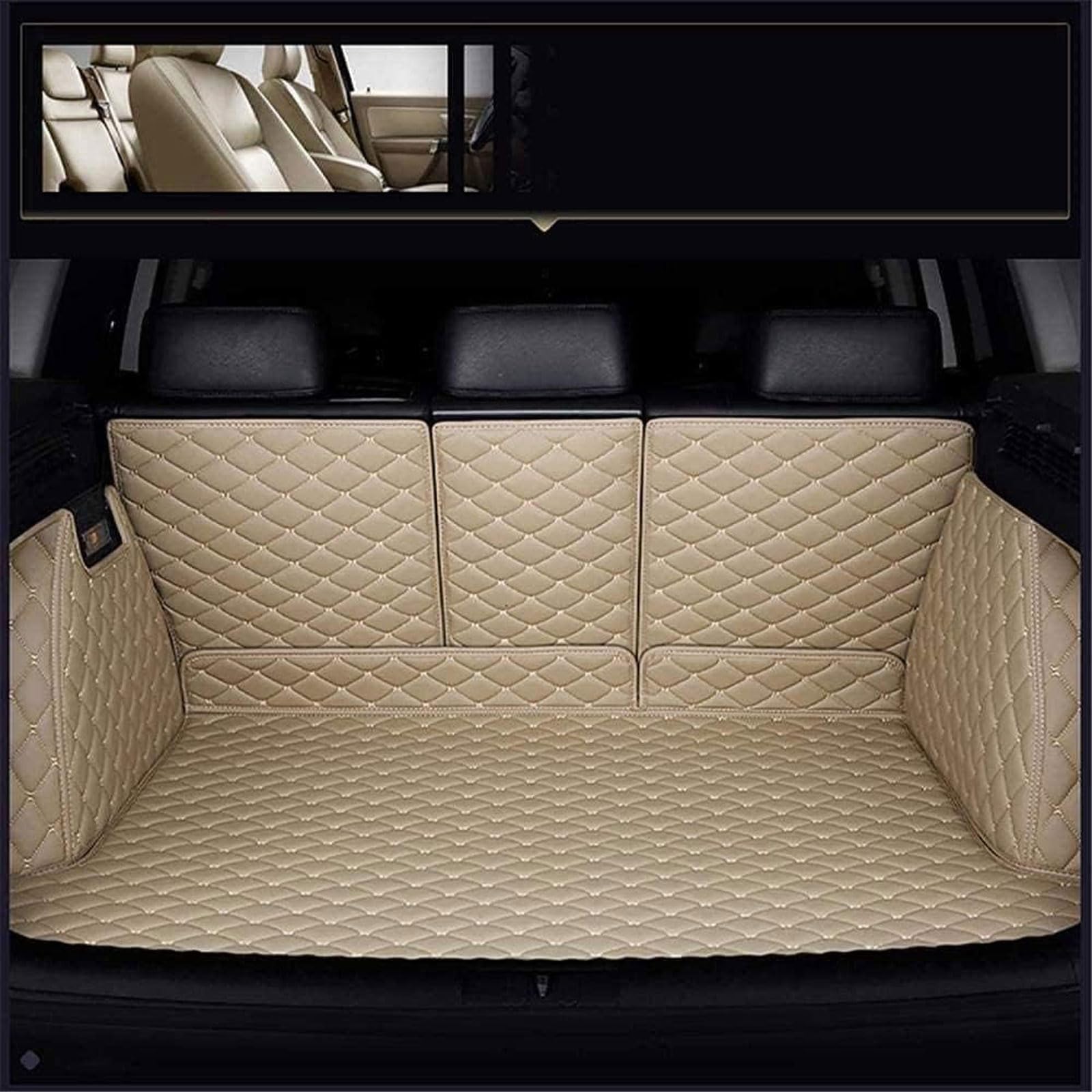 Auto Leder Kofferraum Schutzmatte für Mitsubishi Outlander 2019 2020 2021 2022 2023, Kratzfest Schutzmatte Wasserdicht Kofferraummatte Innenraum Zubehör,Beige Auto Leder Kofferraum Schutzmatte für Mitsubishi Outlander 2019 2020 2021 2022 2023, Kratzfest Schutzmatte Wasserdicht Kofferraummatte Innenraum Zubehör,Beige von JIANXKILB