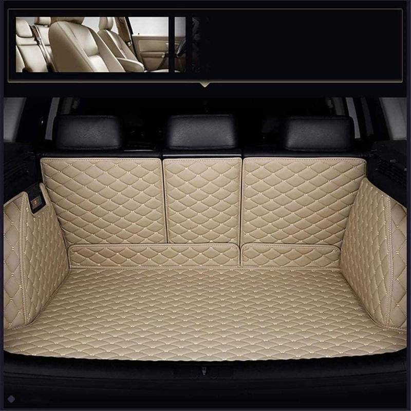 Auto Leder Kofferraum Schutzmatte für Mitsubishi Outlander 2019 2020 2021 2022 2023, Kratzfest Schutzmatte Wasserdicht Kofferraummatte Innenraum Zubehör,Beige von JIANXKILB