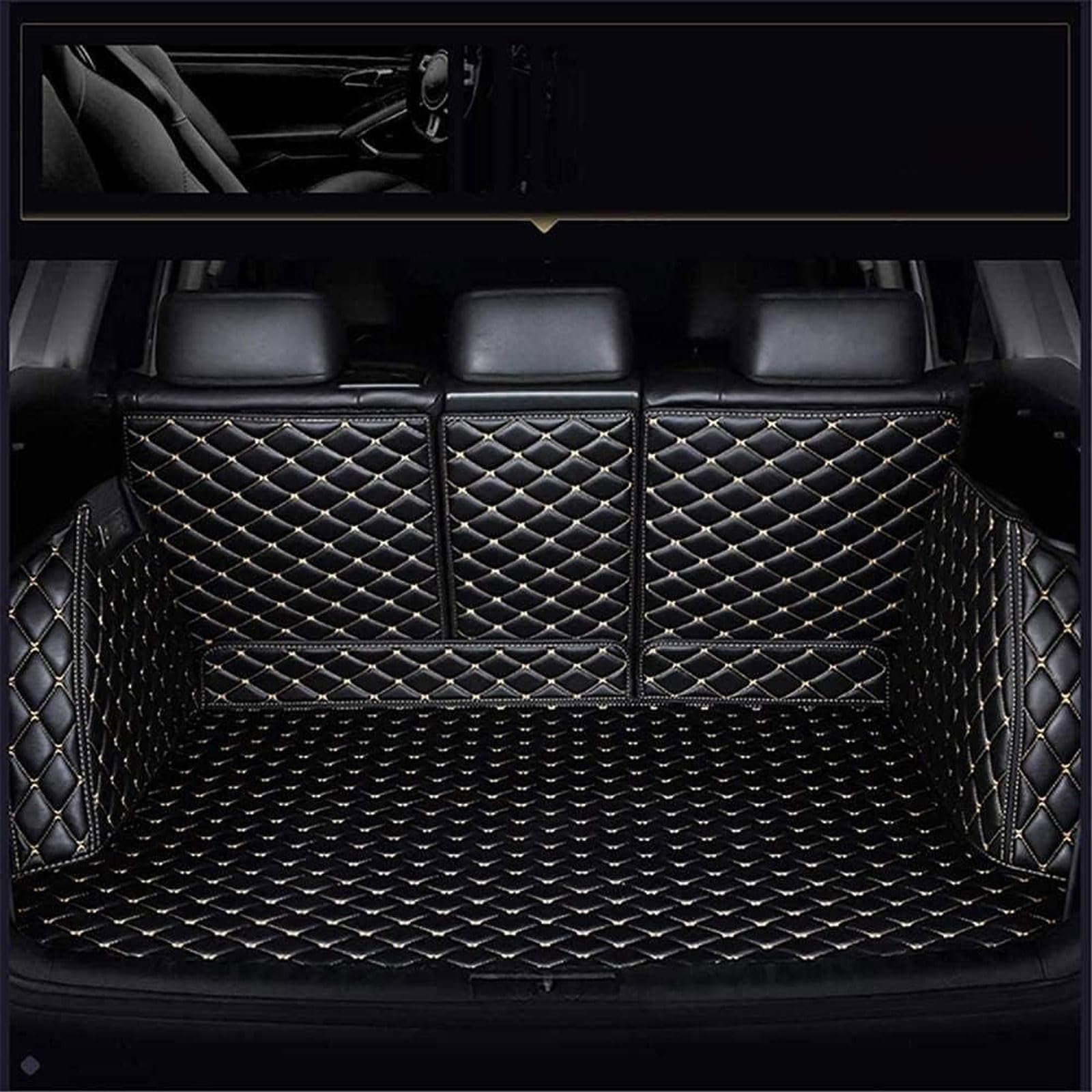 Auto Leder Kofferraum Schutzmatte für Mitsubishi Outlander 2019 2020 2021 2022 2023, Kratzfest Schutzmatte Wasserdicht Kofferraummatte Innenraum Zubehör,Black-beige Auto Leder Kofferraum Schutzmatte für Mitsubishi Outlander 2019 2020 2021 2022 2023, Kratzfest Schutzmatte Wasserdicht Kofferraummatte Innenraum Zubehör,Black-beige von JIANXKILB