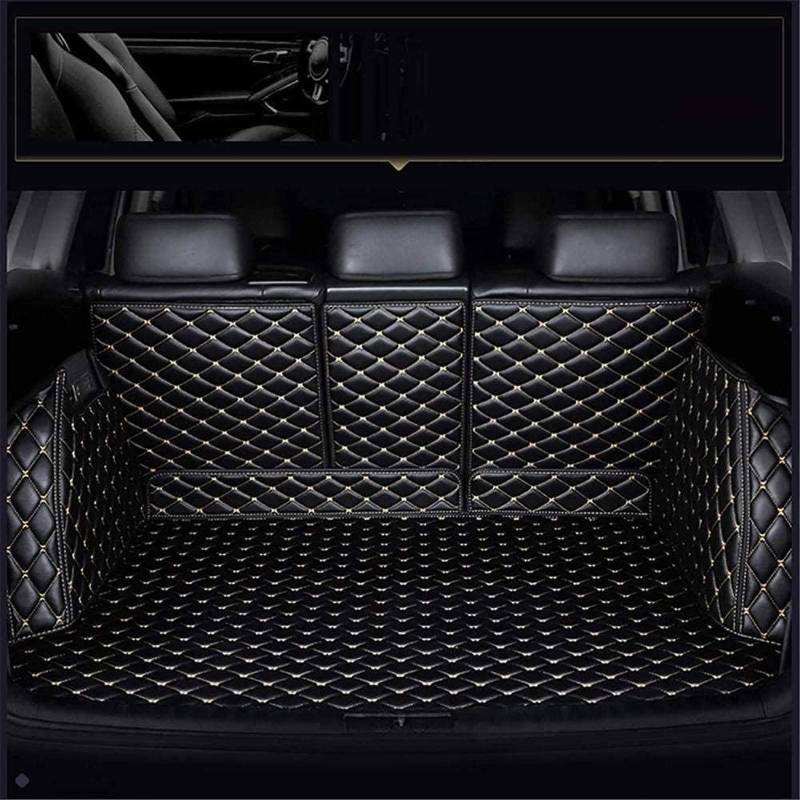 Auto Leder Kofferraum Schutzmatte für Mitsubishi Outlander 2019 2020 2021 2022 2023, Kratzfest Schutzmatte Wasserdicht Kofferraummatte Innenraum Zubehör,Black-beige von JIANXKILB