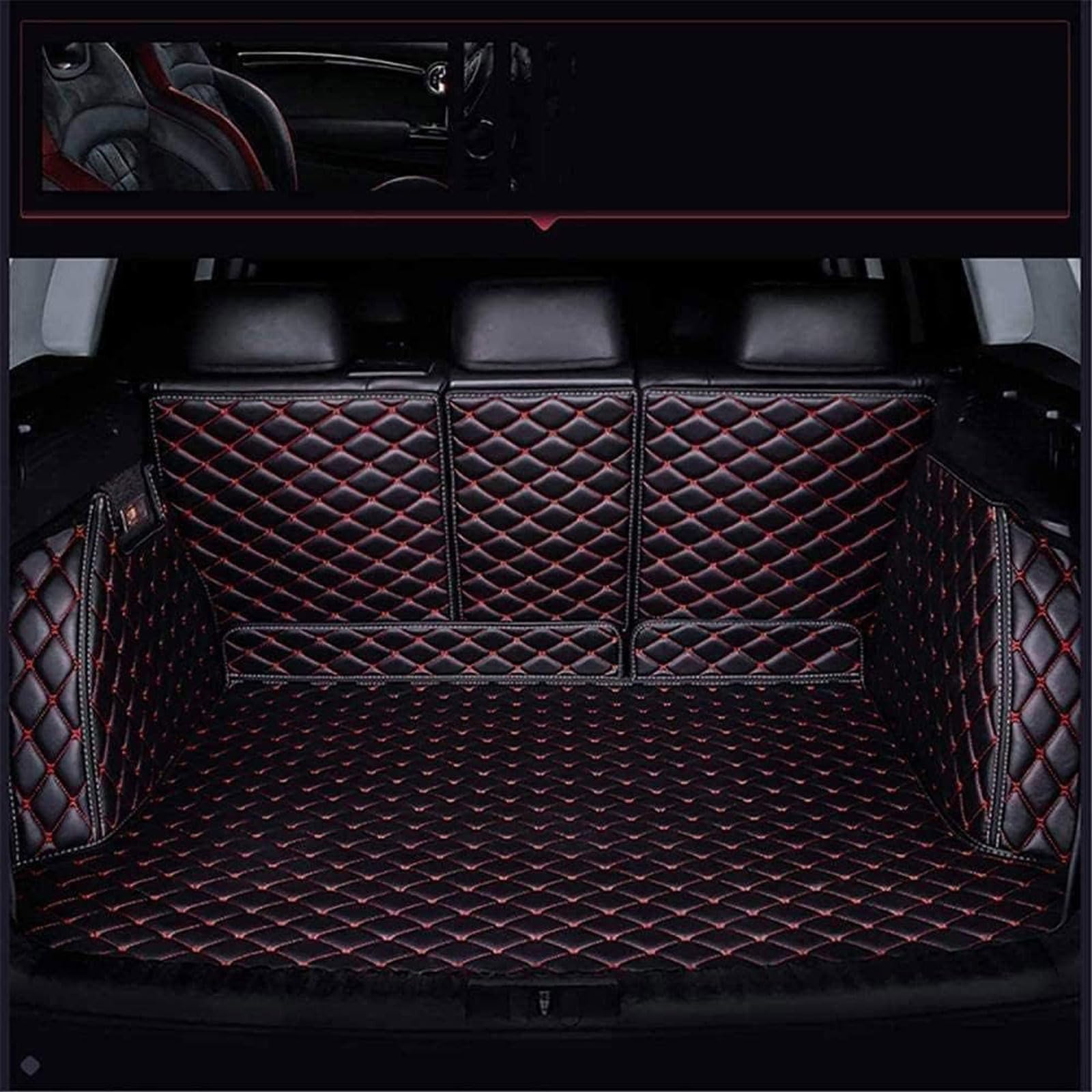 Auto Leder Kofferraum Schutzmatte für Mitsubishi Outlander 2019 2020 2021 2022 2023, Kratzfest Schutzmatte Wasserdicht Kofferraummatte Innenraum Zubehör,Black-red Auto Leder Kofferraum Schutzmatte für Mitsubishi Outlander 2019 2020 2021 2022 2023, Kratzfest Schutzmatte Wasserdicht Kofferraummatte Innenraum Zubehör,Black-red von JIANXKILB