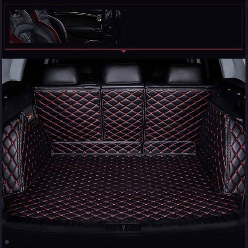 Auto Leder Kofferraum Schutzmatte für Nissan Terra 2018-2021 2022 2023, Kratzfest Schutzmatte Wasserdicht Kofferraummatte Innenraum Zubehör,Black-red von JIANXKILB