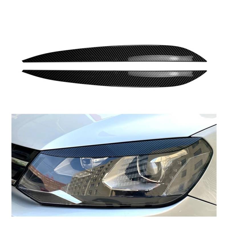 Scheinwerfer-Augenlidabdeckung Auto Augenlid Front Scheinwerfer Abdeckung Augenbraue Trimmen Aufkleber Kopf Lampe Für V&W Für Touareg 2010 2011 2012 2013 2014 2015 2016 2017 2018(Kohlefaser-Optik) von JIANYISR