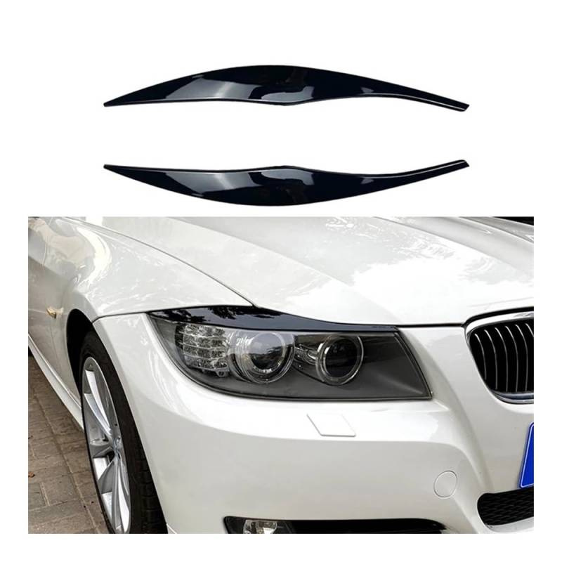 Scheinwerfer-Augenlidabdeckung Frontscheinwerferabdeckung Zierstreifen Augenbrauenabdeckung Zieraufkleber Glänzend Schwarz Für 3er E90 E91 320I 330I 2005-2012 von JIANYISR