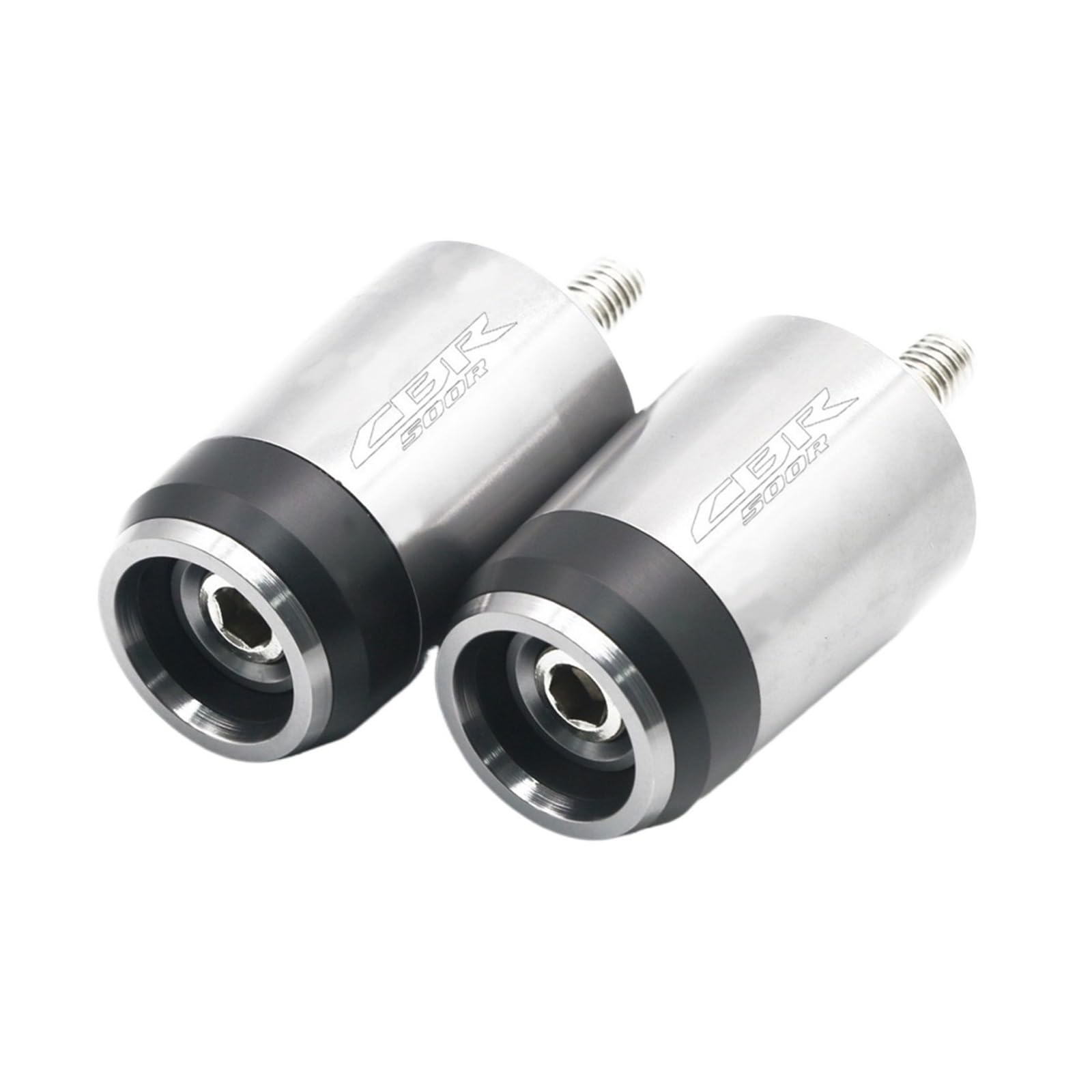 JIBULINS Compatible with Hon Da CBR500R CBR 500R CBR500 R Motorrad Universal CNC Lenkergriffe Lenkergriff Enden Abdeckkappe Stopfen Slider-Lenkerende(Silver) von JIBULINS