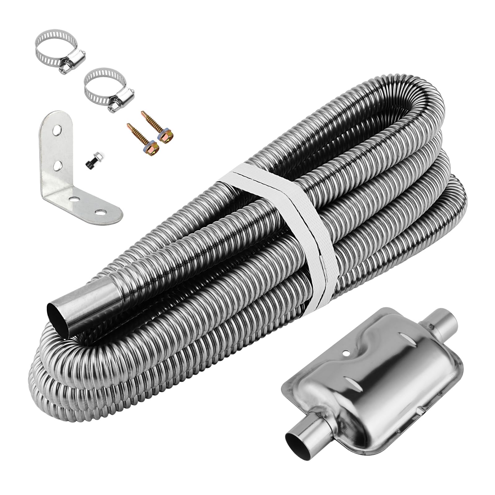 JIEHIN 300cm Abgasschlauch für Stromerzeuger, 25mm Auspuff Standheizung Edelstahl mit Schalldämpfer und Schlauchklemme, Standheizung Abgasrohr für Luft Dieselheizung JIEHIN 300cm Abgasschlauch für Stromerzeuger, 25mm Auspuff Standheizung Edelstahl mit Schalldämpfer und Schlauchklemme, Standheizung Abgasrohr für Luft Dieselheizung von JIEHIN