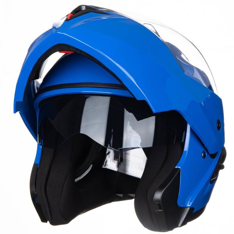 Helm für Motorräder Full-Face Motorcycle Helmet Tragbarer Integralhelme Flip-up Motorradhelm Zertifizierung von ECE (Blau, M) von JIEKAI