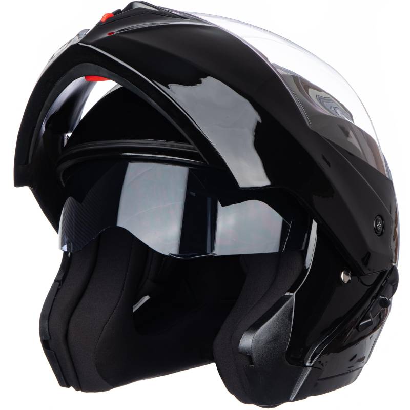Helm für Motorräder Full-Face Motorcycle Helmet Tragbarer Integralhelme Flip-up Motorradhelm Zertifizierung von ECE (Helles Schwarz, M) von JIEKAI
