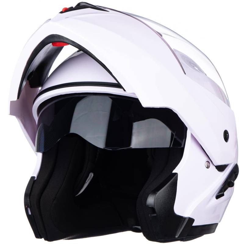 Helm für Motorräder Full-Face Motorcycle Helmet Tragbarer Integralhelme Flip-up Motorradhelm Zertifizierung von ECE (Helles Weiß, L) von JIEKAI