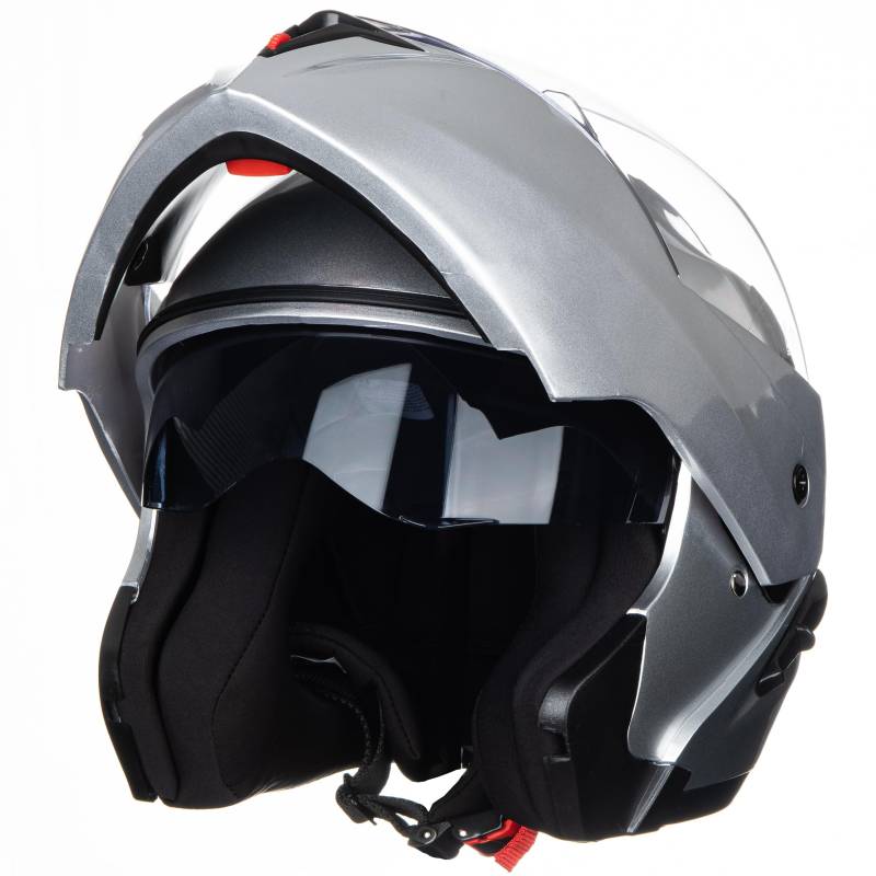 Helm für Motorräder Full-Face Motorcycle Helmet Tragbarer Integralhelme Flip-up Motorradhelm Zertifizierung von ECE (Silbrig, XXL) von JIEKAI