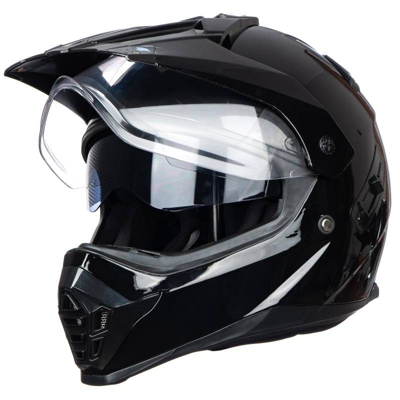 JIEKAI Adventure Helme Motocross Helm Sicherheitsnorm ECE 22.05 Motorradhelme,Roller Ski ATV Helm (S, Gloss Schwarz) von JIEKAI