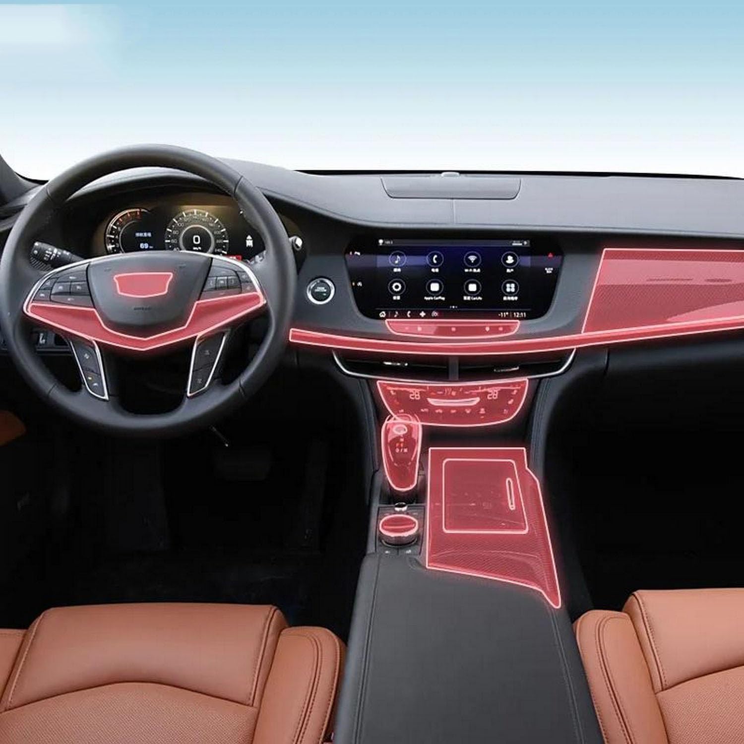 JIELIOP Displayschutzfolie für Auto-Mittelkonsole, kratzfest, Reparatur, transparent, TPU-Aufkleber, Zubehör, für Cadillac CT6 2018–2023 JIELIOP Displayschutzfolie für Auto-Mittelkonsole, kratzfest, Reparatur, transparent, TPU-Aufkleber, Zubehör, für Cadillac CT6 2018–2023 von JIELIOP