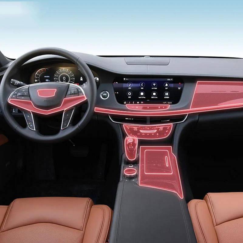 JIELIOP Displayschutzfolie für Auto-Mittelkonsole, kratzfest, Reparatur, transparent, TPU-Aufkleber, Zubehör, für Cadillac CT6 2018–2023 von JIELIOP