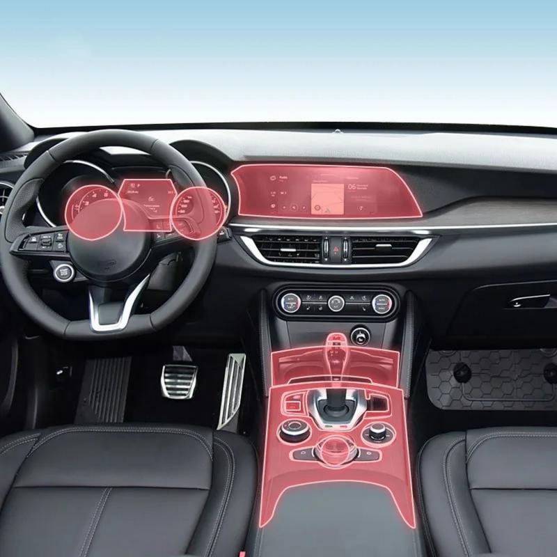 JIELIOP Displayschutzfolie für die Mittelkonsole, kratzfest, Reparatur, transparent, TPU-Aufkleber, Zubehör, für Alfa Romeo Stelvio 2022–2024 von JIELIOP