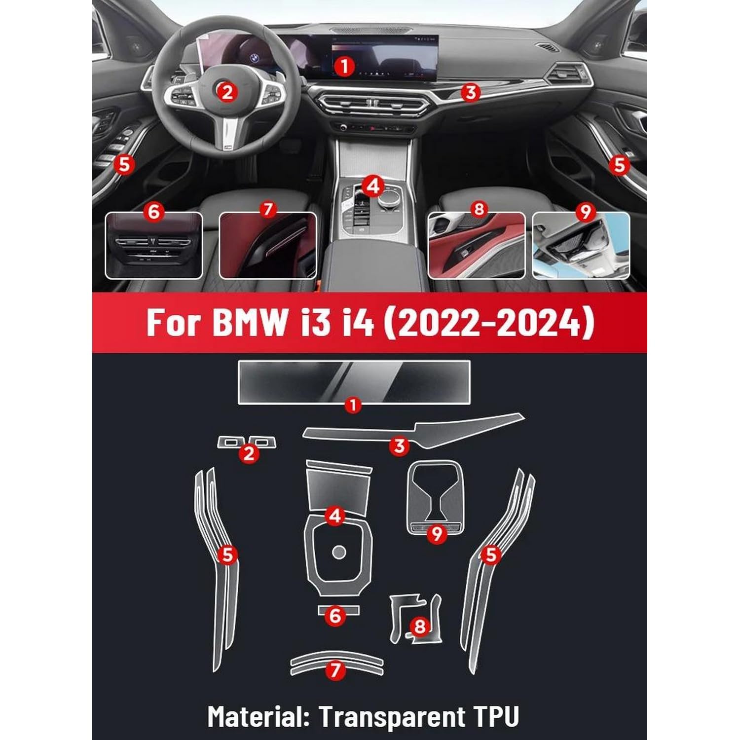 JIELIOP Displayschutzfolie für die Mittelkonsole, kratzfest, Reparatur, transparent, TPU-Aufkleber, Zubehör, für BMW I3 I4 2022–2024 JIELIOP Displayschutzfolie für die Mittelkonsole, kratzfest, Reparatur, transparent, TPU-Aufkleber, Zubehör, für BMW I3 I4 2022–2024 von JIELIOP