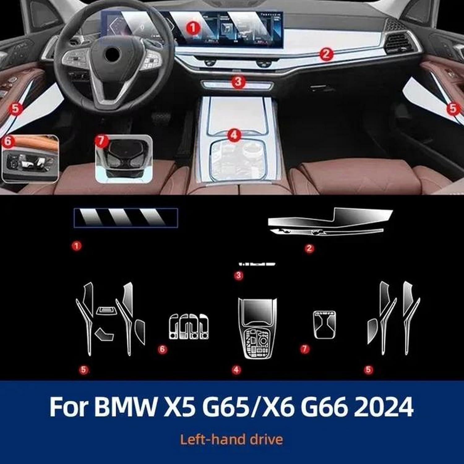 JIELIOP Displayschutzfolie für die Mittelkonsole, kratzfest, Reparatur, transparent, TPU-Aufkleber, Zubehör, für BMW X5 X6 G65 G66 2024 JIELIOP Displayschutzfolie für die Mittelkonsole, kratzfest, Reparatur, transparent, TPU-Aufkleber, Zubehör, für BMW X5 X6 G65 G66 2024 von JIELIOP