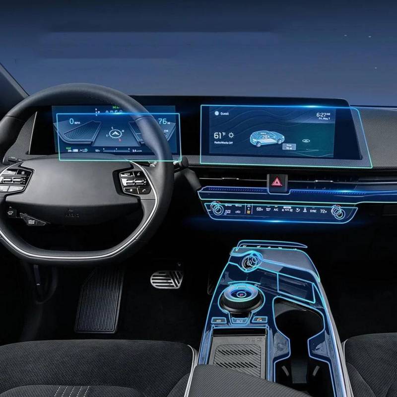JIELIOP Displayschutzfolie für die Mittelkonsole, kratzfest, Reparatur, transparent, TPU-Aufkleber, Zubehör, für Kia EV6 2022 2023 2024 von JIELIOP