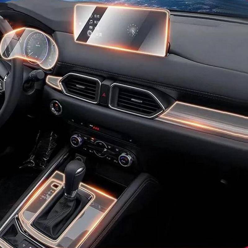 JIELIOP Displayschutzfolie für die Mittelkonsole, kratzfest, Reparatur, transparent, TPU-Aufkleber, Zubehör, für Mazda CX-5 2022 2023 2024 von JIELIOP