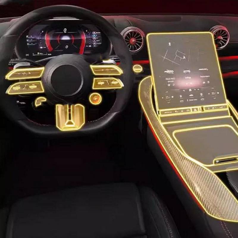 JIELIOP Displayschutzfolie für die Mittelkonsole, kratzfest, Reparatur, transparent, TPU-Aufkleber, Zubehör, für Mercedes Benz SL W230 2022–2024 von JIELIOP