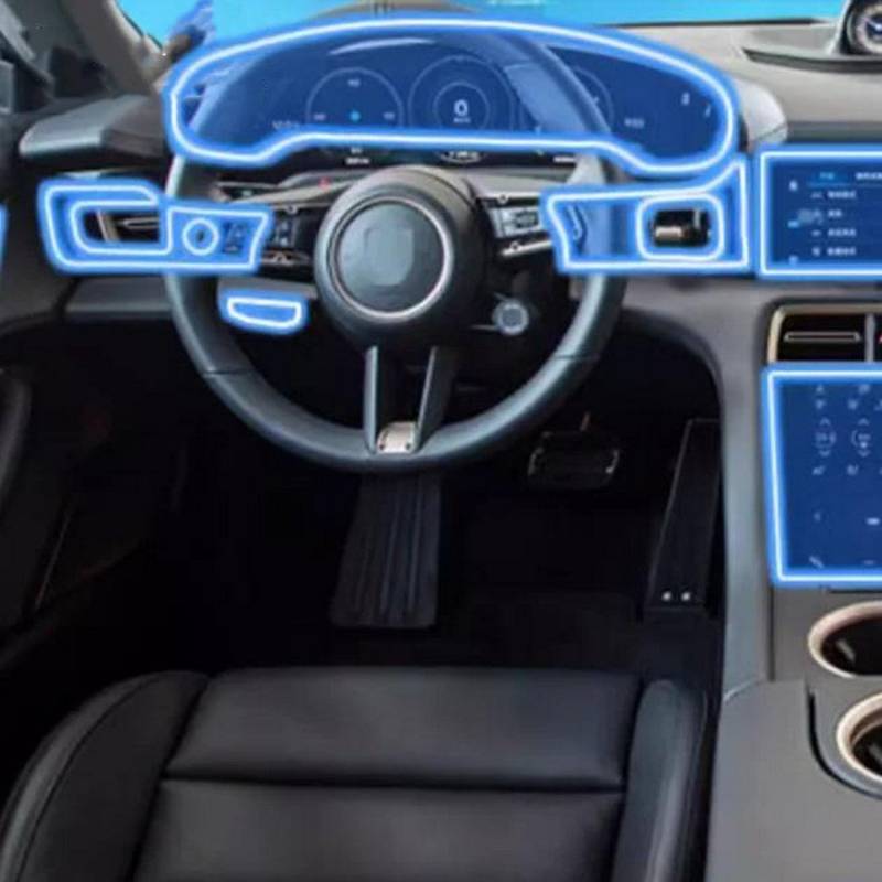 JIELIOP Displayschutzfolie für die Mittelkonsole, kratzfest, Reparatur, transparent, TPU-Aufkleber, Zubehör, für Porsche Taycan 2023–2024 von JIELIOP