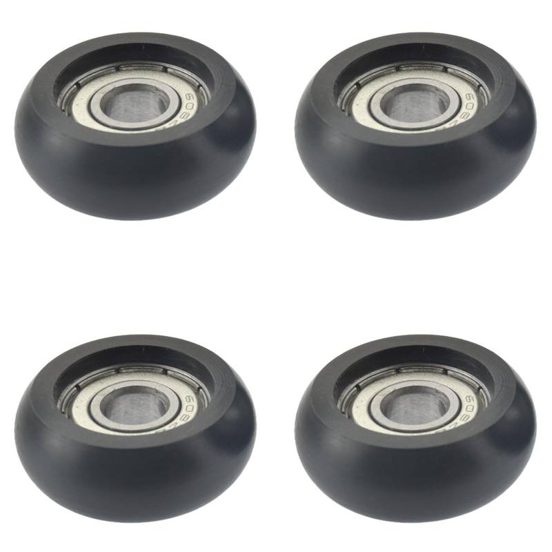 JIHXYER 4 Stück Engineering Kunststoff Lager Stahlkugellager 8 x 32 x 12 mm, Gummibeschichtete Kunststoff-Nylon-Lager, Tragfähigkeit 67 kg, für Fenster und Türen, Schwarz von JIHXYER