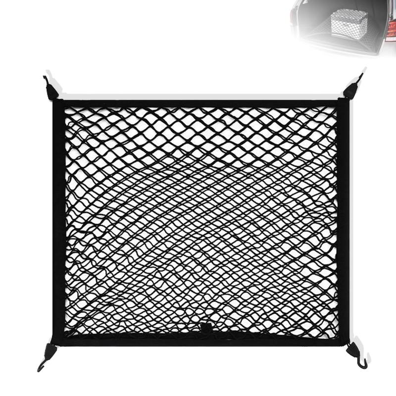 JIHXYER Elastisches Kofferraumnetz mit 4 Haken, schwarz, 80 x 60 cm, passend für die meisten Autonetze von JIHXYER
