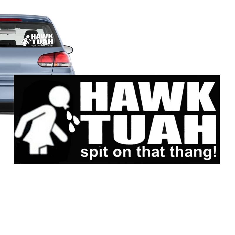JINGLING 3 Stück Autoaufkleber Hawks Tuah Spit That Thang Auto Stoßstangenaufkleber, Hawks Tush Spit That Thang 2024 Parodie-Aufkleber Laptop-Auto-Stoßstangenaufkleber, 18×10cm von JINGLING