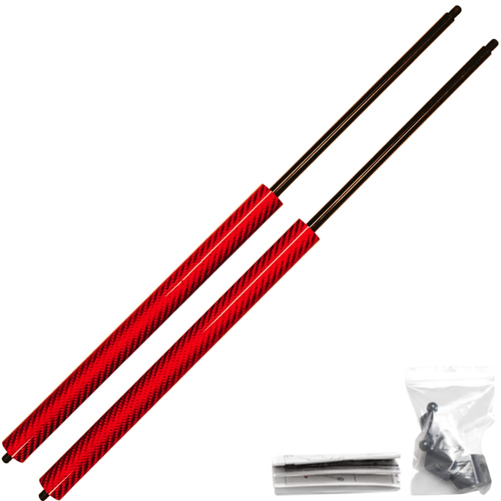 JINGLING Automatische Kofferraumstreben für V40 2012–2019 Schrägheck mit modifiziertem, größerem Spoiler, 573 mm, Heckklappe, Gasdämpfer, Hebestützen (rote Kohlefaser) von JINGLING