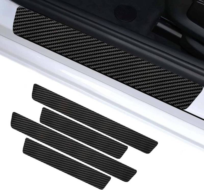4 Stück Auto Einstiegsleisten Schutz für Dacia Sandero III Stepway 2022-2024, Kohlefaser Autotür Türschweller Schutzfolie Aufkleber StoßStangen Anti-Scratch von JINGMU